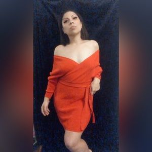 VavaVoom red sweater mini dress